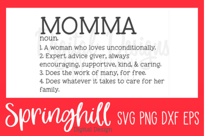 Momma Definition SVG PNG DXF &amp; EPS Design Cut Files