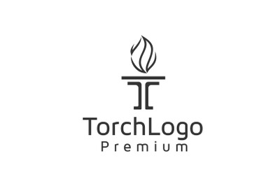 Letter Initial T for Torch Logo Design