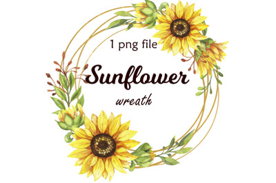 Sunflower wreath clipart, watercolor floral frames