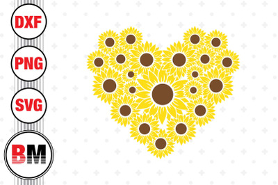 Heart Sunflower SVG&2C; PNG&2C; DXF Files