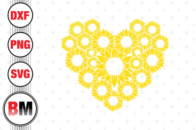 Heart Sunflower SVG&2C; PNG&2C; DXF Files