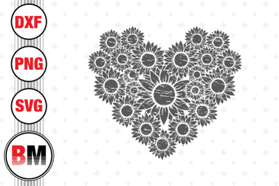 Distressed Heart Sunflower SVG&2C; PNG&2C; DXF Files