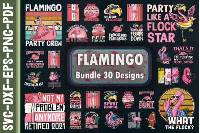 Flamingo Bundle. 30 Designs.