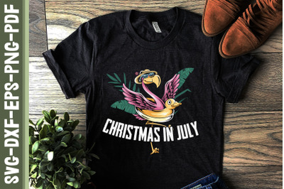 Flamingo in Hat Christmas in July