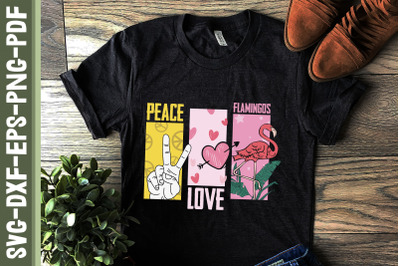 Pink Flamingo Hippie Peace Love Flamingo