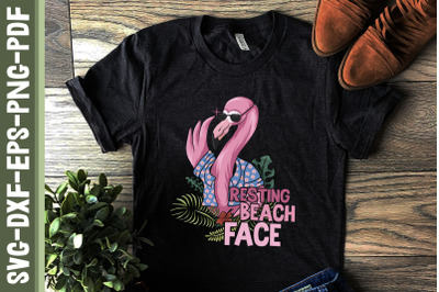 Resting Beach Face Flamingo Funny