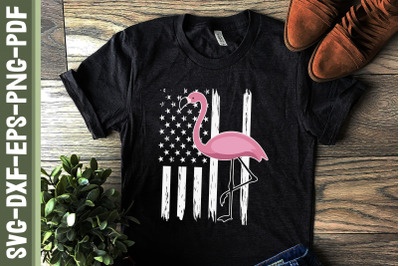 Funny Pink Flamingo USA Flag