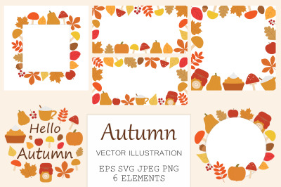 Autumn banner. Autumn postcard. Autumn frame. Autumn SVG