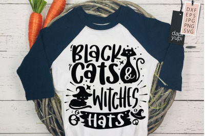 Black Cats Witches Hats SVG