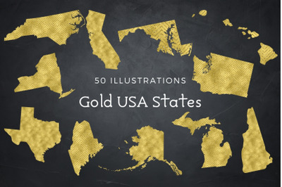 USA Map Gold Texture Clipart