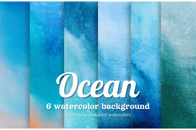 Watercolor Background Sea Water Series