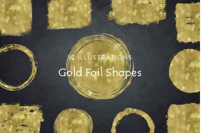 12 Gold Foil Shapes, Circles and Frames