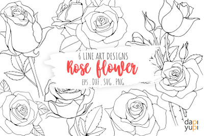 Rose Flower Line Art Graphic Rose SVG Bundle