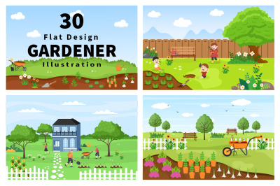 30 Farm Gardener Background Vector