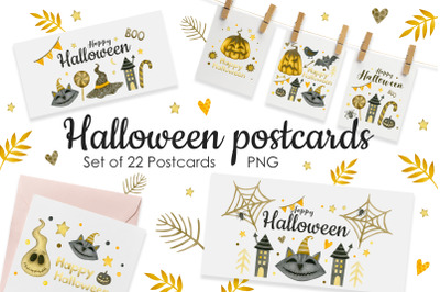 Watercolor Halloween Greeting cards.