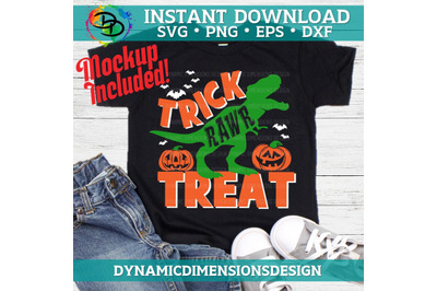 Trick Rawr Treat Svg, Dinosaur Svg, Funny Halloween Svg, T-Rex with Pu