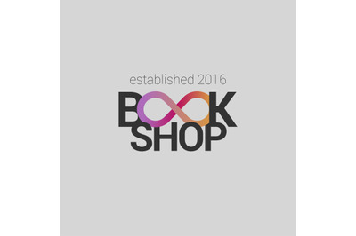 Template vector logo for bookstore with infinity sign