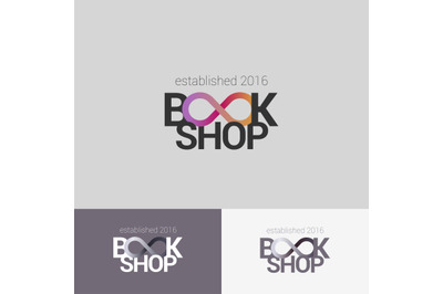 Bookstore vector logo set template with infinity sign