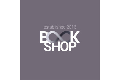 Template vector logo for bookstore with infinity sign