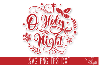 O, Holy Night - Round Christmas SVG Quote