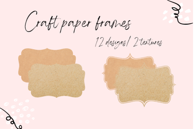 24 Digital Craft Paper Labels, Cardboard Labels Clipart