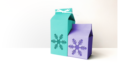 Milk Carton Boxes with Snowflake Cutout | SVG | PNG | DXF | EPS