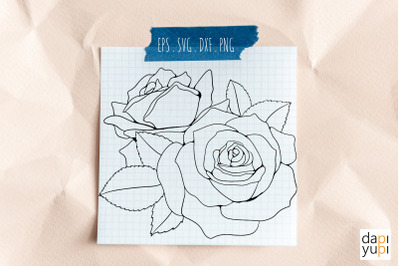 Flower Bouquet Rose Line Art SVG Graphic Floral Clipart