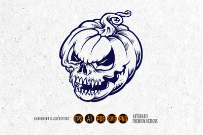 Skull Pumpkin Halloween Silhouette