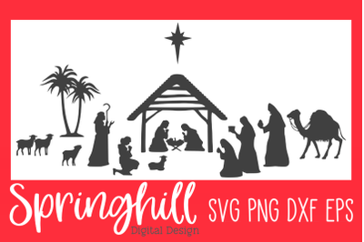 Nativity Scene Christmas Manger Jesus SVG PNG DXF EPS Cut Files