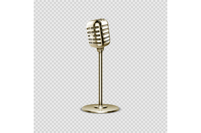 Realistic microphone. Vintage voice device for studio or radio, karaok
