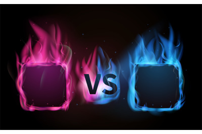 Glowing Versus screen. Pink vs blue, confrontation of male and female