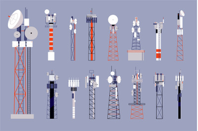 Communication towers. Satellite cellular antenna, wireless mobile tele