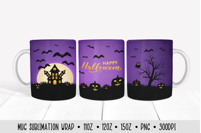 Happy Halloween Mug Sublimation Design. Halloween Mug Wrap.