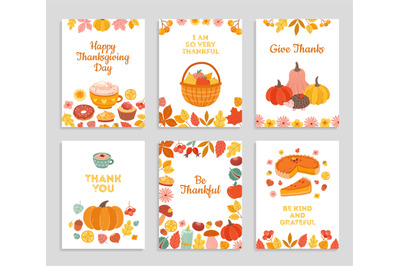 Thanksgiving day cards. Autumn rustic poster, flyers with flowers, pum