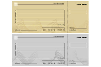 Empty check template. Business cheque book design. Bank checking, blan