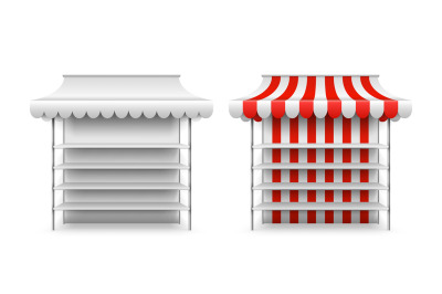 Shop stall mockup. Isolated 3d market awning&2C; fair vendor. Realistic e