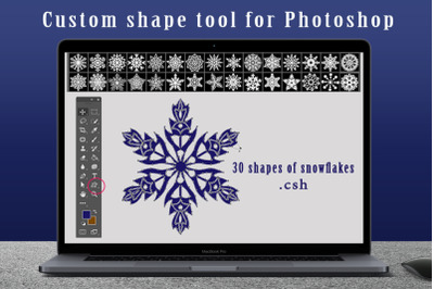 Snowflake shapes for Photoshop