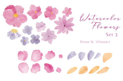 Watercolor Flowers Set 3