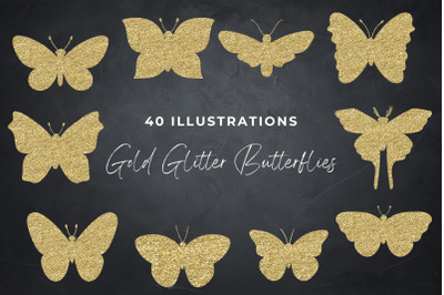 Gold Glitter Butterfly, Gold Glitter Emphemera