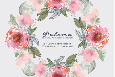 Shabby Watercolor Floral Clipart Set
