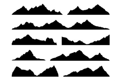 Mountains silhouettes black. Skyline ranges, high mountain hike landsc