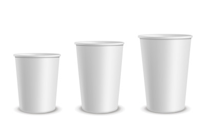 Paper white cups. Container different size cup for drinks&2C; lemonade an