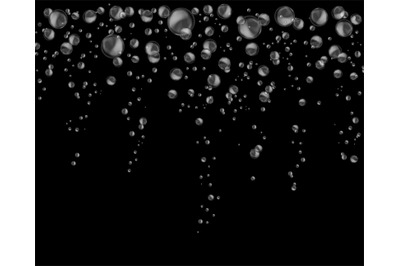 Water bubbles at surface. Realistic falling air circles. Soda bubble f