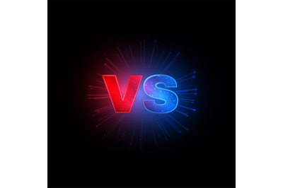 Emblem vs. Versus red and blue letters with lightning on black backgro