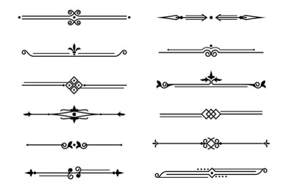 Separator line vintage. Elegant retro decorative fancy lines dividers,