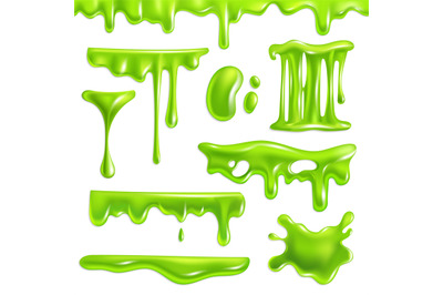 Green slime realistic. Goo splashes and mucus smudges, slimy toxic blo