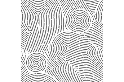 Seamless finger print. Black and white macro pattern. Unique thumbs ma