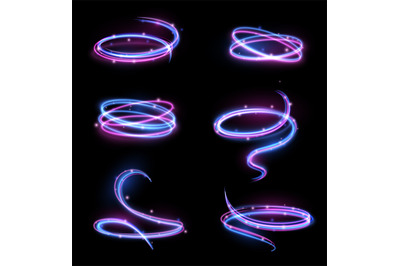 Shiny swirls. Glowing swirl lines with glowing magic particles, blue a