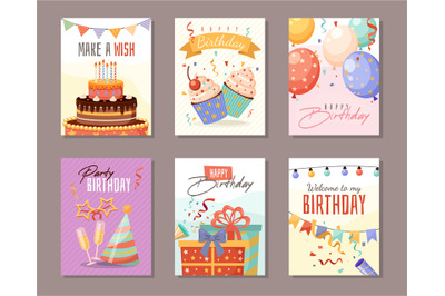 Birthday party. Anniversary celebration greeting posters&2C; kids color i