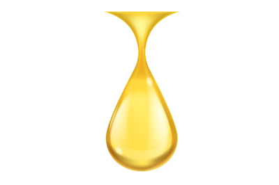 Oil drop realistic. Yellow droplet 3D. Gold honey or petroleum droplet